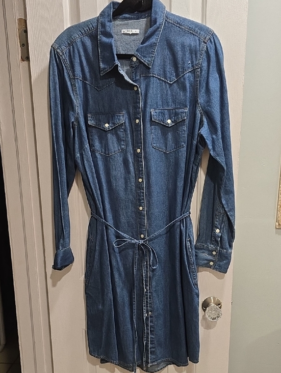 Gap 1969 Dresses & Skirts - GAP 1969 Denim Shirt Dress with Tie Waist - Blue Size XL
